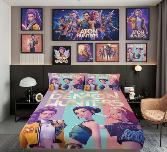 Discover Anime K-Pop Demon Hunters Fitted Bed Set