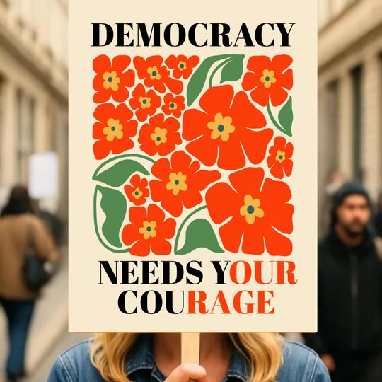 Discover No Kings Protest Sign PRINTABLE, Pro Democracy, Anti-Trump, Resist Fascism Poster For March, Digital Download, Political Activist Rally Sign