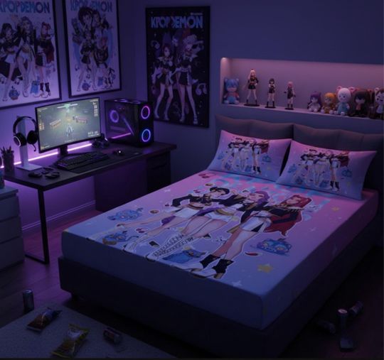 Discover K-Pop Demon Hunters Bed Set, Anime Printed Bedding Set , Gift For Fans