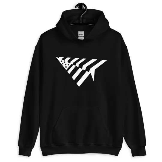 Discover Paper Airplane Unisex Hoodie Black & Navy