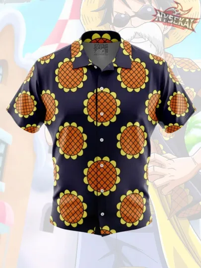 One Piece Button-Up Hawaiian Shirt Dressora Arc Sunflower Monkey D. Luffy