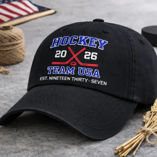 Discover Hockey Team USA Embroidered Hat, Jack Hughes 86 Capp