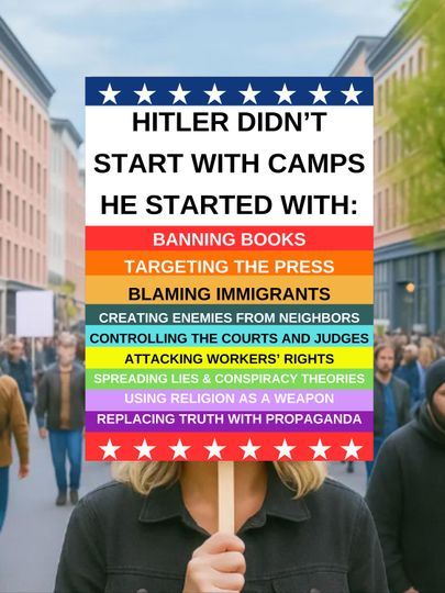 Discover Anti Fascism Protest Poster, Fascism Warning Sign, Anti-Trump No Kings Pro Democracy Activist Print, Political Wall Art 2026