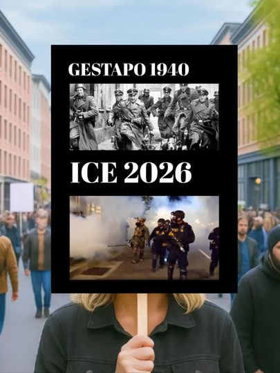 Discover ICE Equals American Gestapo Protest Sign, Anti-Trump Resistance, Political Activist Poster, Rally Sign, Resist Fascism Protest Poster
