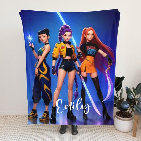 Discover Personalized K-pop Huntrix Blanket, Anime Inspired Fleece Blanket