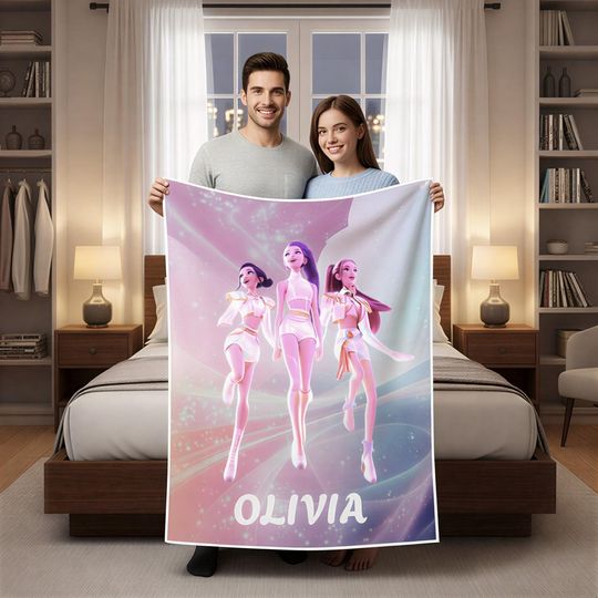 Discover Personalized K pop Demon Hunters Blanket with Name, Custom Kids Fleece Blanket , Birthday Gift