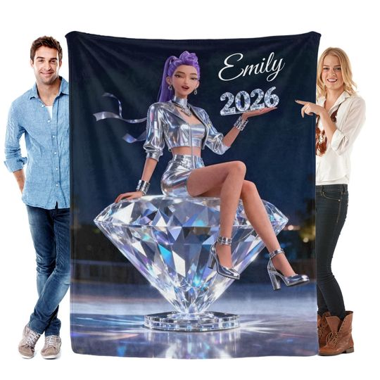 Personalized Cozy K pop Demon Hunters Blanket ,Flannel Kids Name Blanket,Kpop Fun Gift.