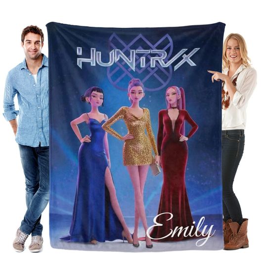 Discover Personalized Cozy K pop Demon Hunters Blanket ,Flannel Kids Name Blanket,Kpop Fun Gift.