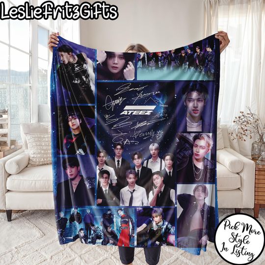 Discover Vintage K-Pop ATEEZ Blanket  Cozy Fandom Fleece Blanket for Fans