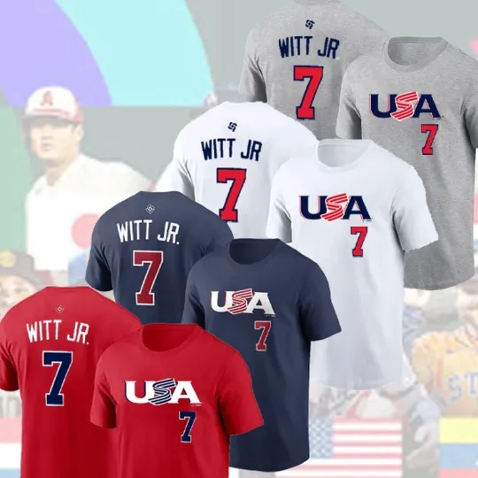 Discover Bobby Witt Jr. #7 USA World Baseball 2026 USA Team Player Fans T Shirt