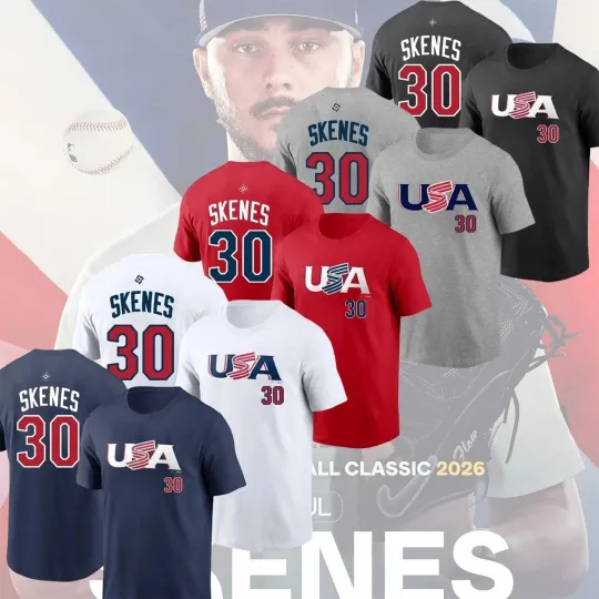 Discover Paul Skenes #30 World Baseball 2026 Classic USA Team Player Fan T Shirt