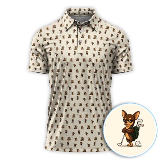 Discover Chihuahua Golfer Polo Shirt, Cute Dog Golf All Over Print, Funny Golf Gift For Men