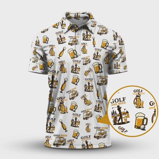 Discover Pattern Golf & Beer Polos, Funny Golf Shirt, Crazy Golf Shirts For Men, Best Golf Gift For Golfers