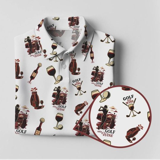 Discover Golf & Wine Polo For Women, Ladie Pattern Golf Shirts, Gofl Gift For Golfers