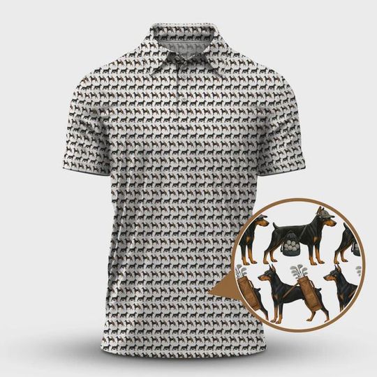 Discover Crazy Doberman Dog Golf Shirt, Dog Pattern Polo, Funny Golf Shirt, Men Gift