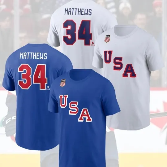 Discover Auston #34 Matthews US Team 2026 Name & Number Player Gifts For Fans