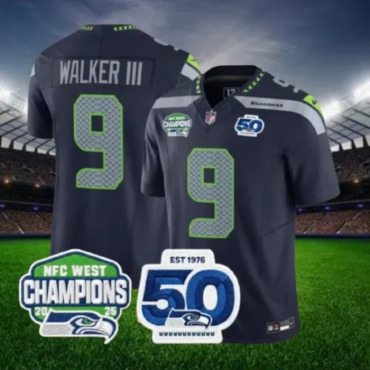 Discover Walker III #9 Seahawks Navy NFC West Division Champion Jersey