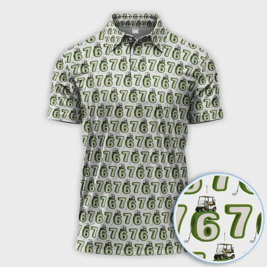 Discover Golf 67 Pattern Polos, Funny Six Seven Golf Shirt For Golfer, Golf Gift For Men