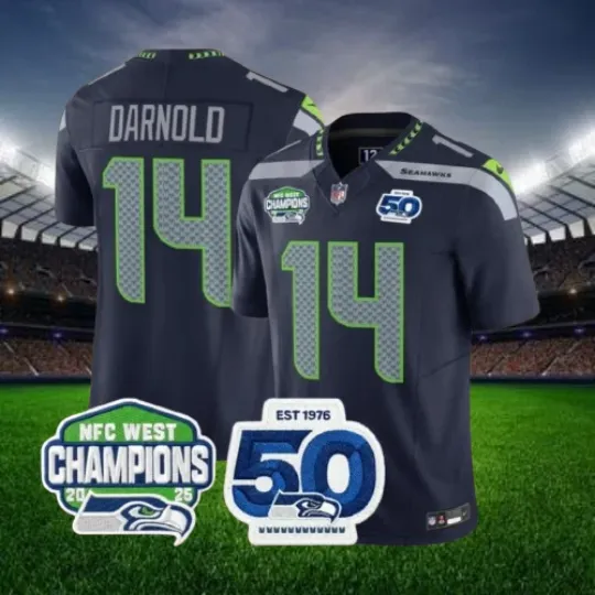 Sam Darnold #14 Seahawks Navy West Division Champion Jersey