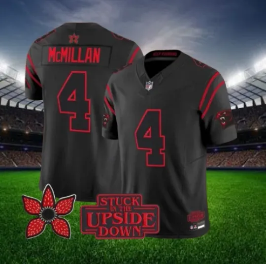 Discover Tetairoa McMillan #4 Panthers Black Stranger Things Jersey