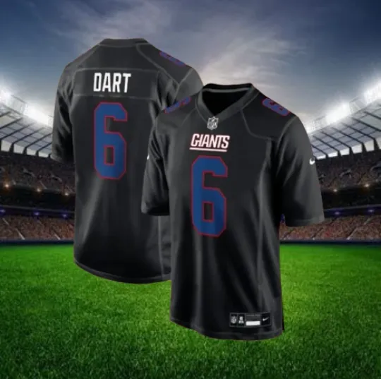 Discover Jaxson Dart #6 Giants Black 2025 jersey