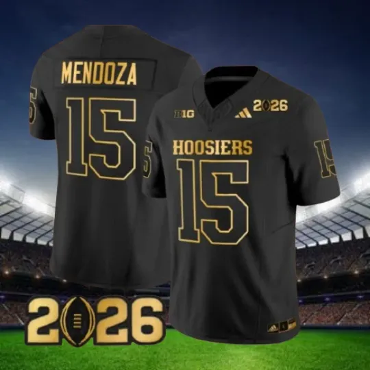 Discover FRD Mendoza #15 Hoosiers Black Gold 2026 CFP Fina Jersey
