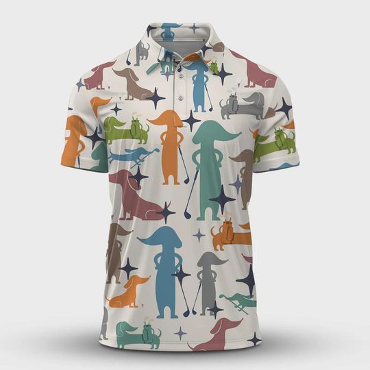 Discover Funny Dachshund Golf Shirt, Mens Pattern Golf Polo, Golf Shirt for Golfers, Dog Lover Golf Shirt