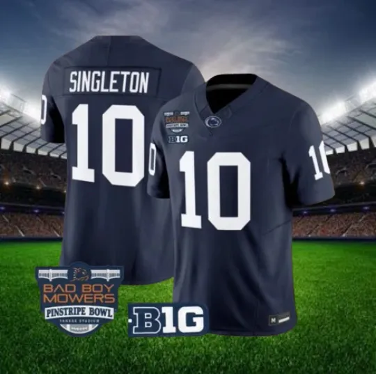 Nicholas Singleton #10 Nittany Lions Navy Pinstripe Jersey