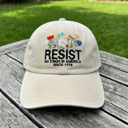 Resist No Kings in America Since 1776 Embroidered Hat Patriotic Protest Adjustable Baseball Cap