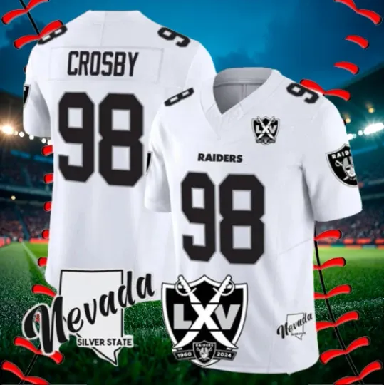Maxx Crosby #98 Raiders White 65th Anniversary Jersey