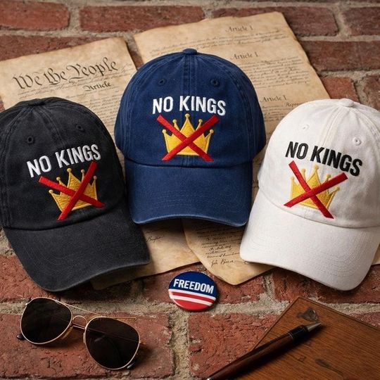 Discover No Kings in America Embroidered Hat, Anti Trump Cap