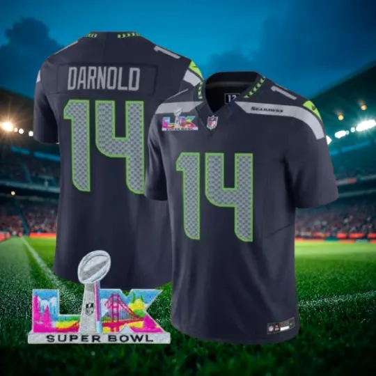 Discover Sam Darnold #14 Seahawks College Navy Super Bowl LX Jersey