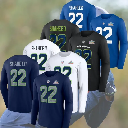 Discover Rashid #22 Shaheed Name & Number Benito Bowl Long Sleeve Gift Seattle Fan