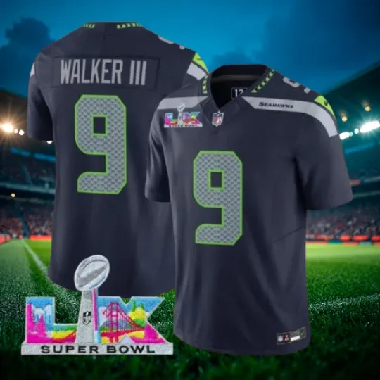 Discover Walker III #9 Seahawks College Navy Super Bowl LX Jersey