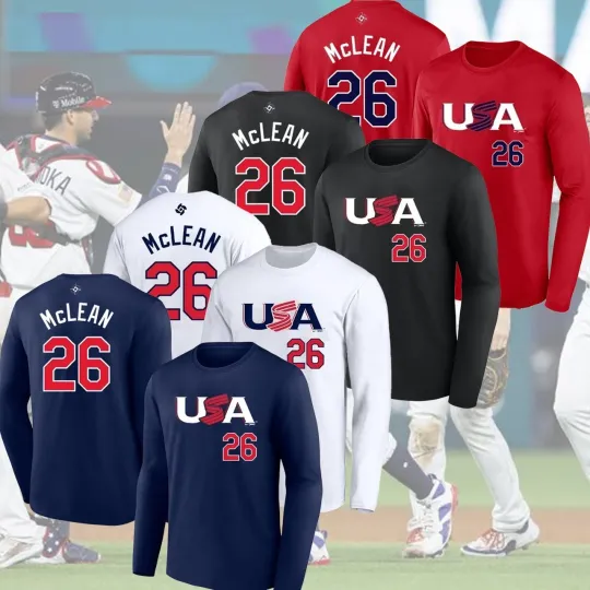 Discover Nolan #26 McLean USA Baseball 2026 Name & Number Long Sleeve Fans Gift