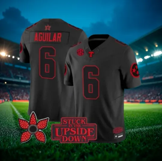 Discover Joey Aguilar #6 Volunteers Black 2025 Stranger Things jersey