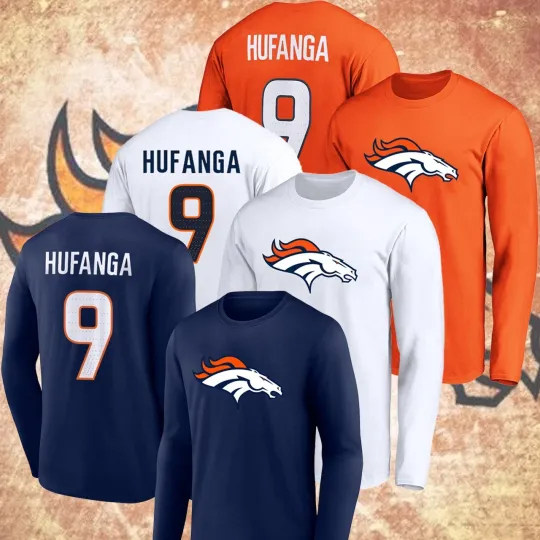 Discover Talanoa #9 Hufanga Name & Number Player Long Sleeve Gift, Denver Fan Gift