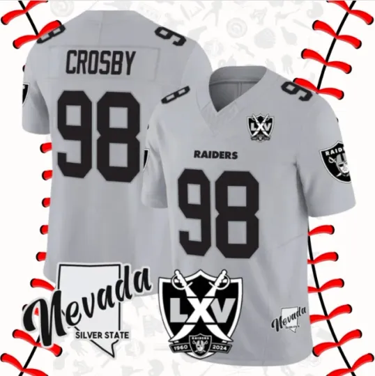 Maxx Crosby #98 Raiders Gray 65th Anniversary Jersey