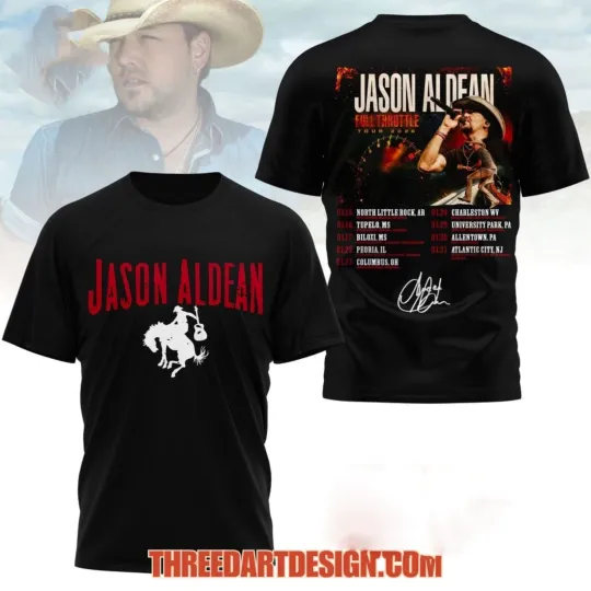 Discover Jason Aldean Full Throttle Tour 2026 3D T-Shirt