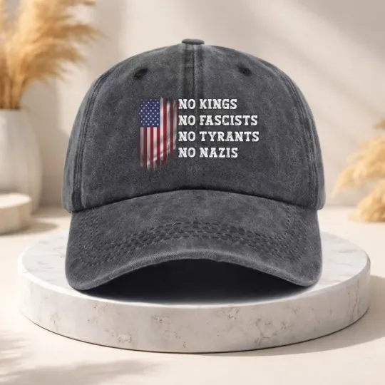 Discover No Kings No Fascists Patriotic USA Flag Vintage Dad Hat Baseball Cap