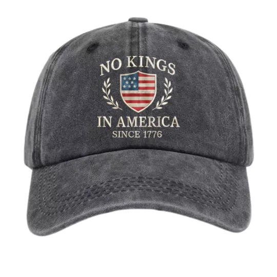 Discover No Kings in America Print Baseball Cap, Retro Patriotic Distressed Hat