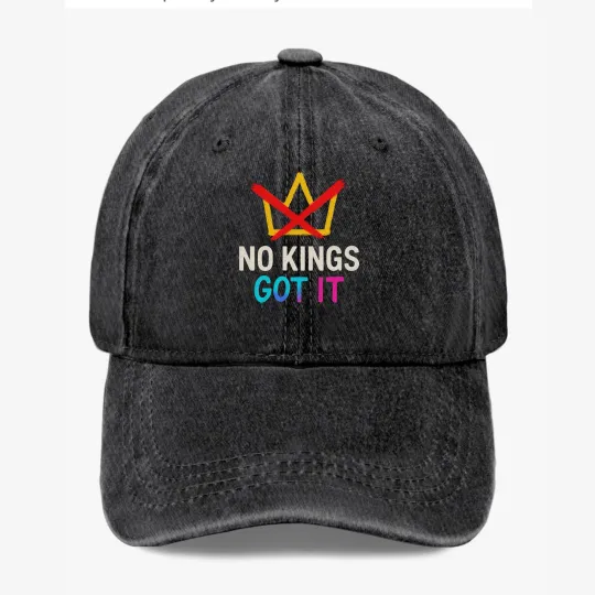 Discover No Kings Crown Dad Hat Vintage Washed Streetwear Embroidered Style Baseball Cap