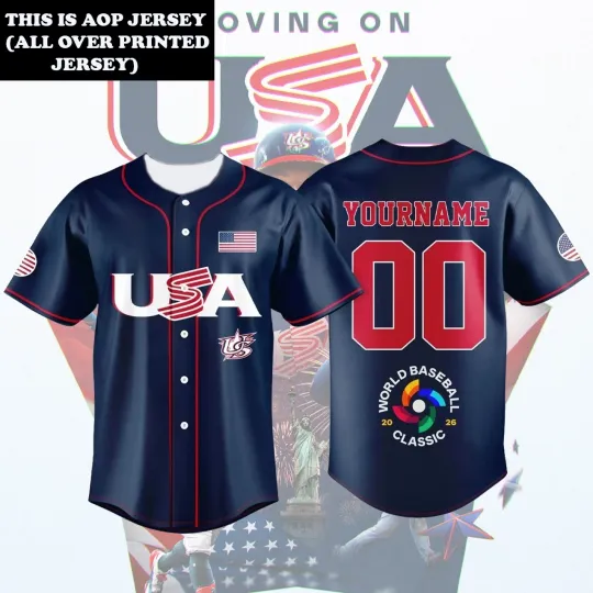 Discover Personalized Baseball Classic 2026 USA Team Name & Number Players Print Gift