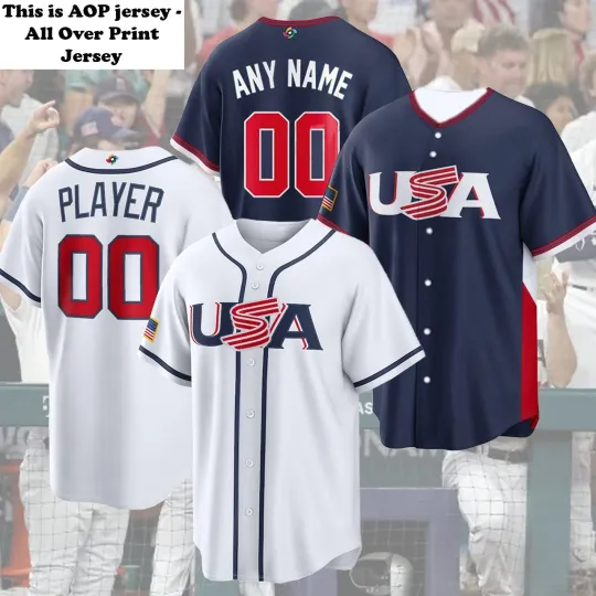 Discover Custom US Baseball 2026 Name & Number Player For Fans AOP Print Gift