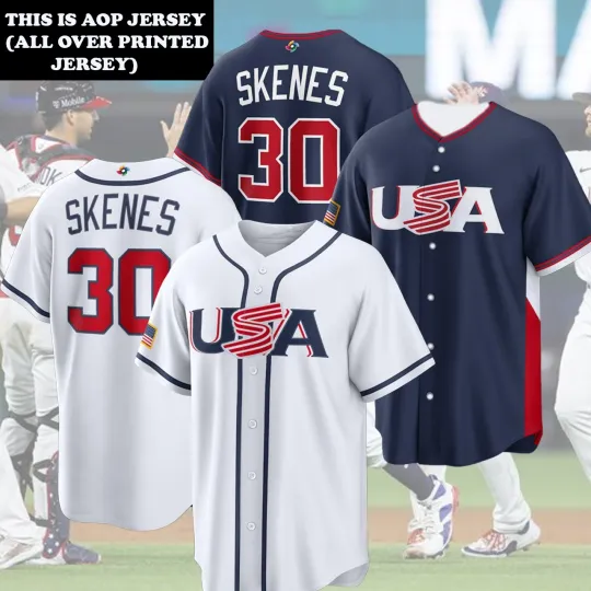 Discover Men's Skenes #30 USA Baseball 2026 Name & Number Player - AOP Gift
