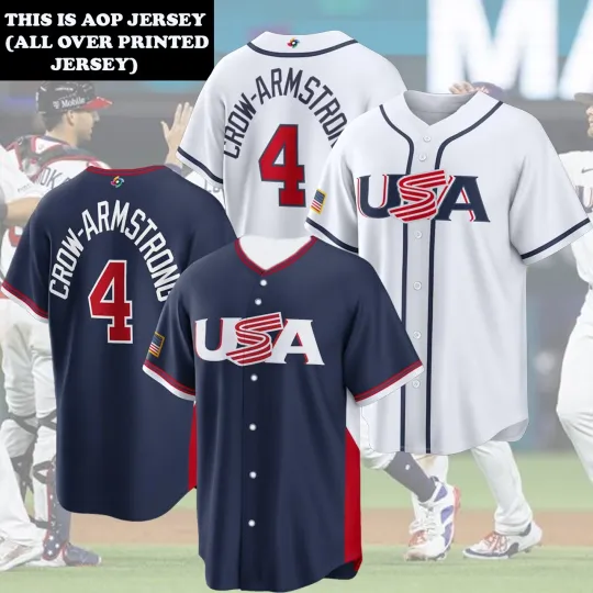 Discover Men's Crow-Armstrong #4 USA Baseball 2026 Name & Number Player - AOP Gift