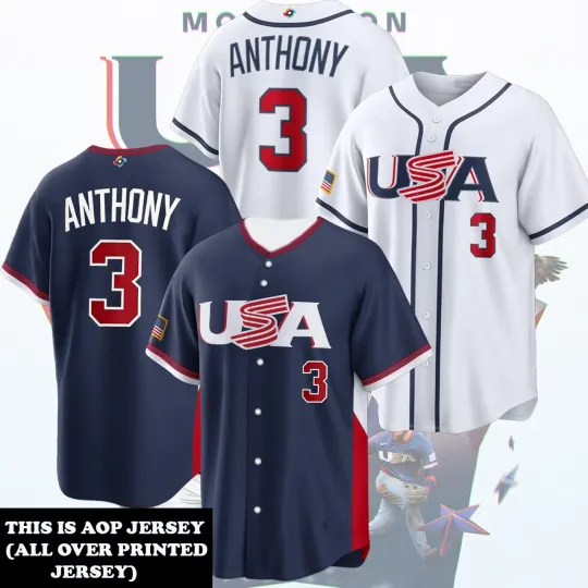 Discover Roman #3 Anthony USA Baseball 2026 Name & Number Players Print Gift All Size