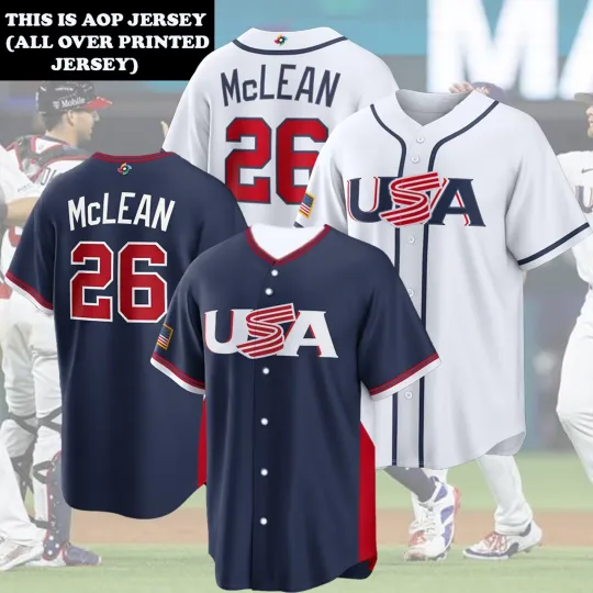 Discover USA Baseball Nolan #26 McLean 2026 Name & Number Players Print Gift Fans