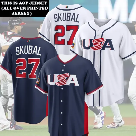 Discover Men's USA Baseball Tarik #27 Skubal 2026 Name & Number Player - AOP Gift