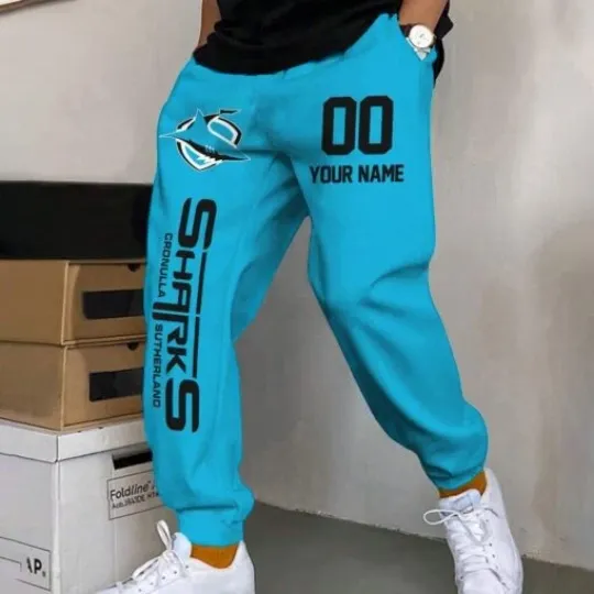 Discover Cronulla-Sutherland Sharks Custom Name And Number Long Pants Joggers